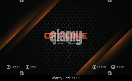 offline gaming banner with hexagonal black background Stock Vector