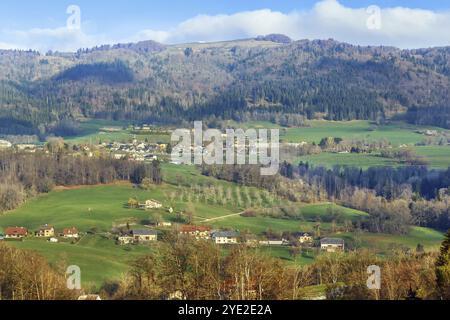 Landscape in string in Upper Savoy, France, Europe Stock Photo