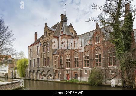 View of Bruges canal in city center, Belgium, Europe Stock Photo