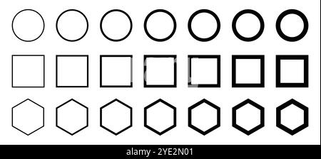 Circle, square, hexagon shape collection. Stock Vector