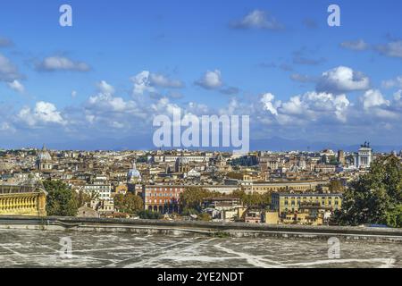 Aerial panoramic view of Rome from Janiculum Hill, Italy, Europe Stock Photo