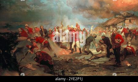 The Defence of Rorke's Drift, 1879, (Battle of Rorke’s Drift), painting in oil on canvas by Lady Elizabeth Butler (Elizabeth Thompson), 1880 Stock Photo