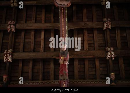 The unique hammer beam roof at St John the Baptist church in Bere Regis, Dorset, UK Stock Photo