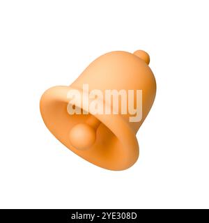 3D vector illustration of an orange bell icon, ideal for notifications, alerts, announcements, or reminders in apps and websites. Perfect for branding Stock Vector