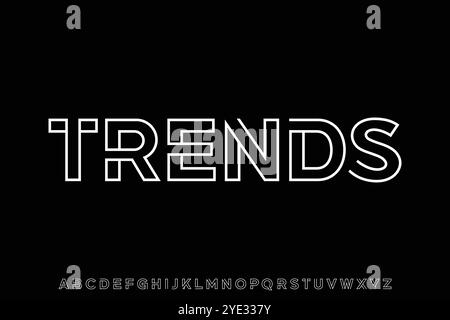 Creative linear sans serif alphabet display font vector illustration Stock Vector