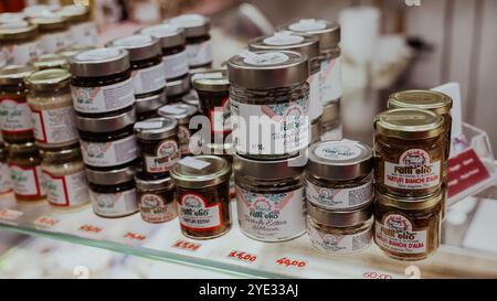 Visitors explore various truffle based condiments at the Alba Truffle ...