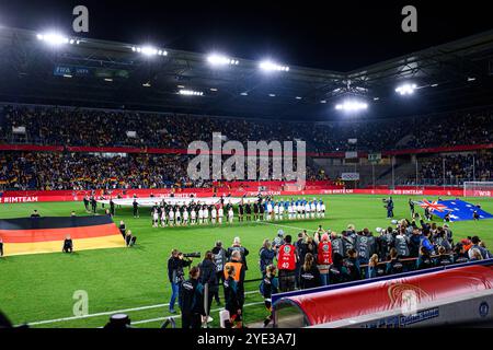 DUISBURG, GERMANY - 28 OCTOBER, 2024: The friendly football match of national women teams Germany and Australia at Schauinsland Reisen Arena Stock Photo