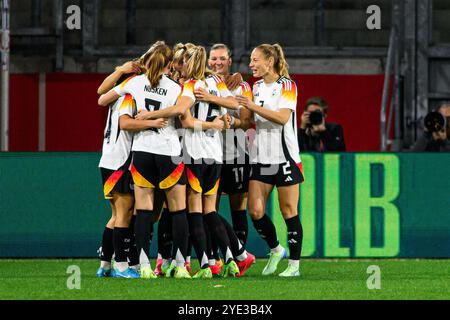 DUISBURG, GERMANY - 28 OCTOBER, 2024: The friendly football match of natonal women teams Germany and Australia at Schauinsland Reisen Arena Stock Photo