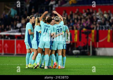 DUISBURG, GERMANY - 28 OCTOBER, 2024: The friendly football match of national women teams Germany and Australia at Schauinsland Reisen Arena Stock Photo