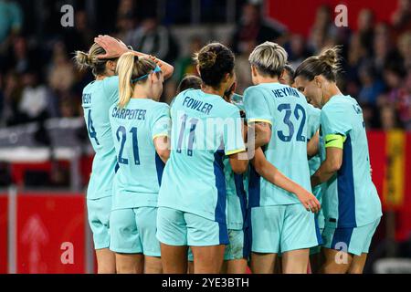 DUISBURG, GERMANY - 28 OCTOBER, 2024: The friendly football match of national women teams Germany and Australia at Schauinsland Reisen Arena Stock Photo