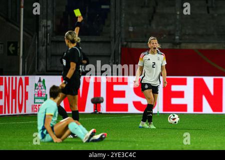 DUISBURG, GERMANY - 28 OCTOBER, 2024: The friendly football match of national women teams Germany and Australia at Schauinsland Reisen Arena Stock Photo