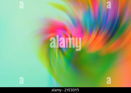 Multicolored background with bright swirling stripes from the optical prism effect. Stock Photo