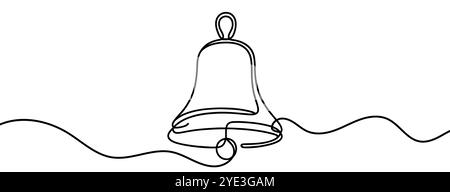 Minimalist vector illustration of a bell drawn with one single line Stock Vector