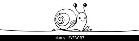 Minimalist vector illustration of a snail drawn in a continuous line style Stock Vector