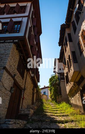 A street in Safranbolu with historical houses. Visit Safranbolu background photo. Stock Photo