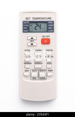 Air conditioner remote control isolated on white background Stock Photo
