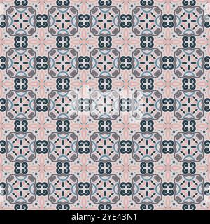 Tile ornaments pattern vector floral motifs. Portuguese azulejo, mexican talavera pattern. Batik Motif pattern Stock Vector
