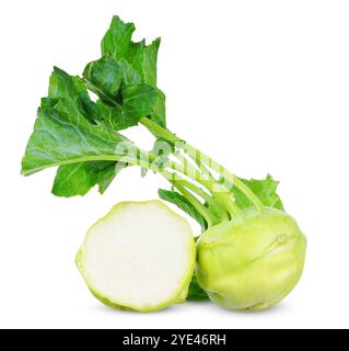 kohlabi vegetable isolated on white background. kohlabi clipping path Stock Photo