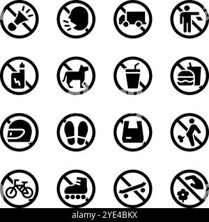 no,ban,prohibition sign set,vector and illustration Stock Vector