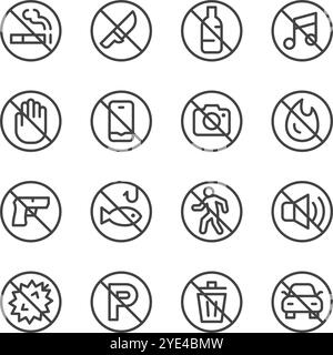 no,ban,prohibition line sign set,vector and illustration Stock Vector