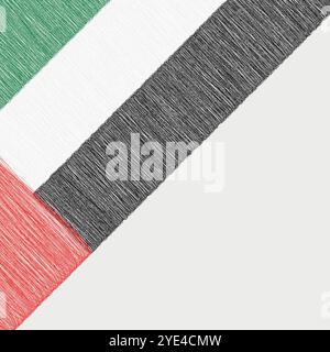 United Arab Emirates (UAE) National Day December 2. Scribble style United Arab Emirates flag vector background. Poster, card, banner. Copy space. Stock Vector