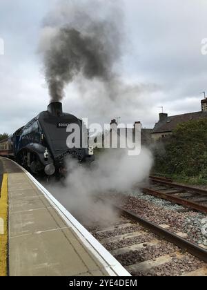 60007 Sir Nigel Gresley LNER Class A4 4-6-2 (Pacific) steam locomotive, under steam at Llandudno Junction, built to a design by Sir Greasley in 1937 Stock Photo