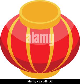 Red and gold round paper lantern celebrating chinese new year or other festivities Stock Vector