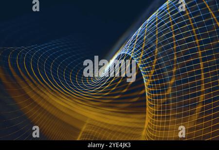 Mesh or net with lines and geometric shapes detail.3d illustration Stock Photo