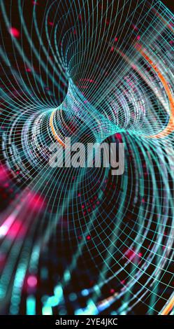 Wallpaper of tech concept pattern and big data structure.Net and source code.3d illustration Stock Photo