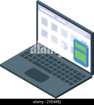 Managing personal finances and tracking expenses using an online calendar and digital wallet on a laptop Stock Vector