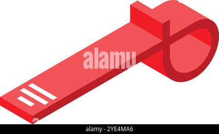 Red elastic band isometric projection for fitness training and resistance exercises Stock Vector