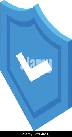 Blue shield with check mark symbolizing security, protection, and guarantee, ensuring safety and reliability in online and offline environments Stock Vector
