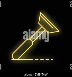 Glowing neon line putty knife icon isolated on black background. Spatula illustration. Vector Stock Vector