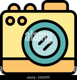 Colorful digital camera icon representing photography equipment for capturing memories Stock Vector