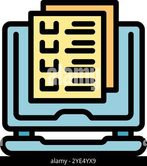 Laptop is displaying an online survey, representing market research and data collection in the digital age Stock Vector