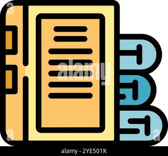 Digital database storing library archive information with books on wooden shelves Stock Vector