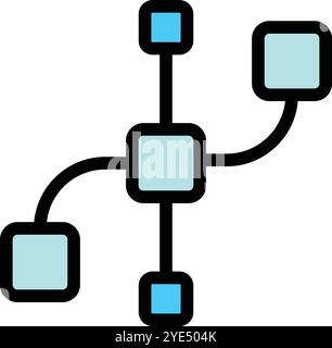 Abstract icon representing data processing with squares linked together showing the flow of information Stock Vector