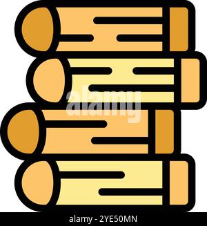 Stack of freshly cut timber logs, ready for processing in the lumber industry Stock Vector