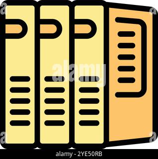 Three yellow metal lockers are closed, providing secure storage for gym clothes and personal belongings Stock Vector