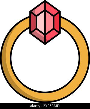 Flat design ruby ring icon. Editable vector. Stock Vector