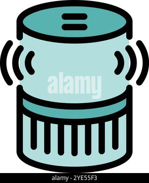 Smart voice assistant icon, emitting sound waves, symbolizing its listening and ready to respond status Stock Vector