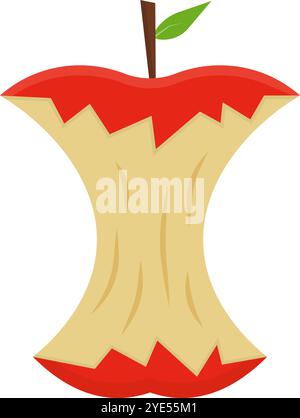 Apple food waste. Leftover food. Editable vector. Stock Vector