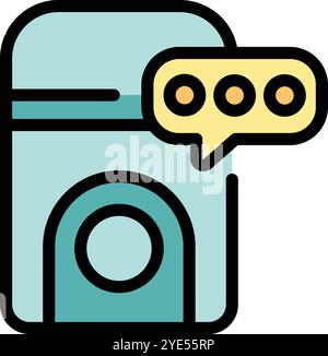 Simple outline icon for websites, apps and illustrations representing a smart washing machine sending notifications Stock Vector
