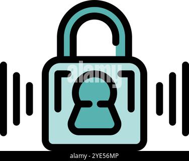 Voice recognition lock is using sound waves to identify a user in this biometric security system Stock Vector