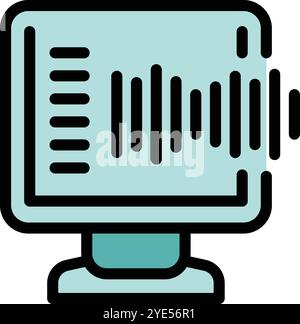 Computer screen displaying a sound wave visualizer, representing music playback or audio editing Stock Vector