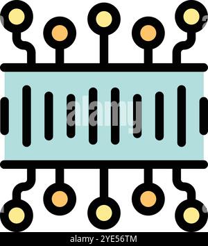 Electronic board is connecting data through wires and points in this icon Stock Vector
