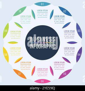 Circle Infographic template 10 steps, objects, elements or options infographic business design Stock Vector