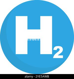 Round hydrogen atom icon. H2 icon. Editable vector. Stock Vector
