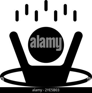 People falling into a hole silhouette icon. Editable vector. Stock Vector
