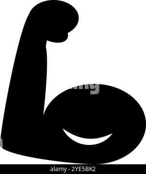Muscle silhouette icon with biceps. Arm muscles. Editable vector. Stock Vector